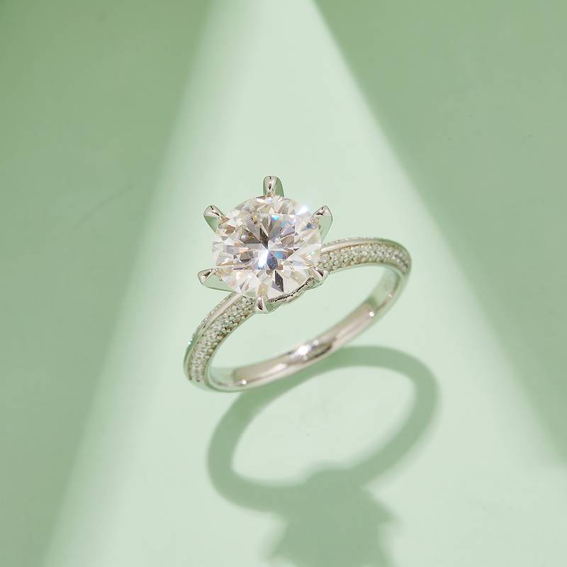 半壁江山S925银镀白金MoissaniteWomen's Ring3.0ctD级